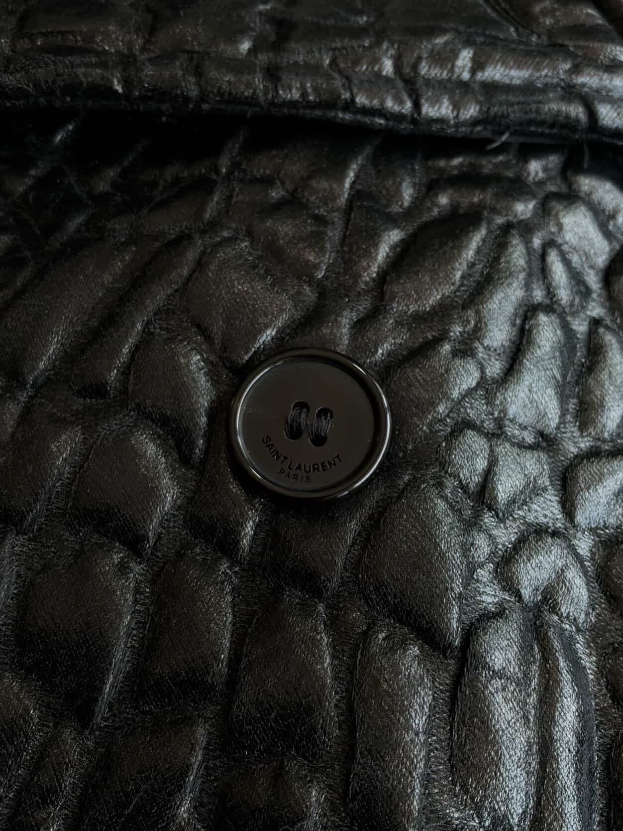 Saint Laurent Paris Crocodile Embossed Double Breasted Coat