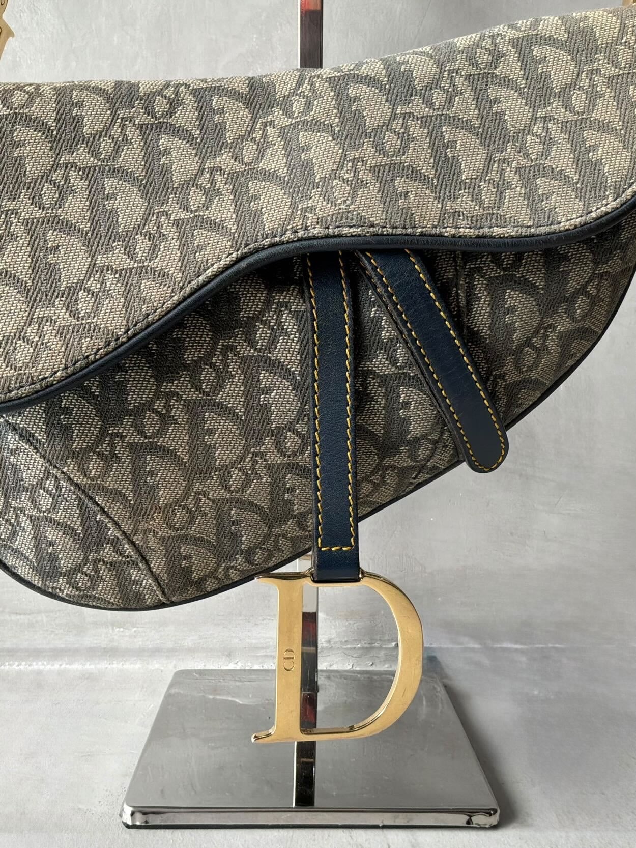 Dior Denim Monogram Saddle Bag