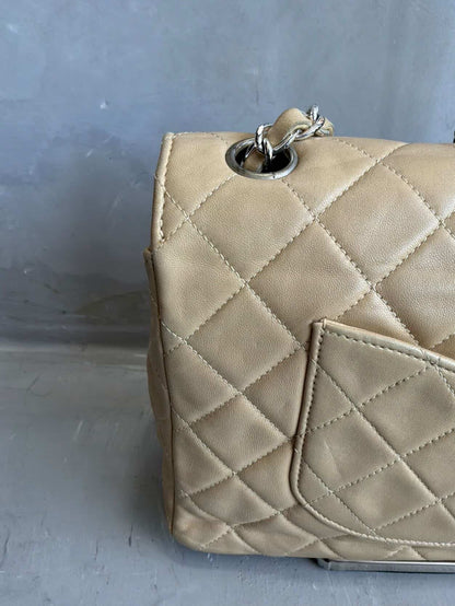 Chanel Classic Medium Single Flap Beige Crossbody Bag
