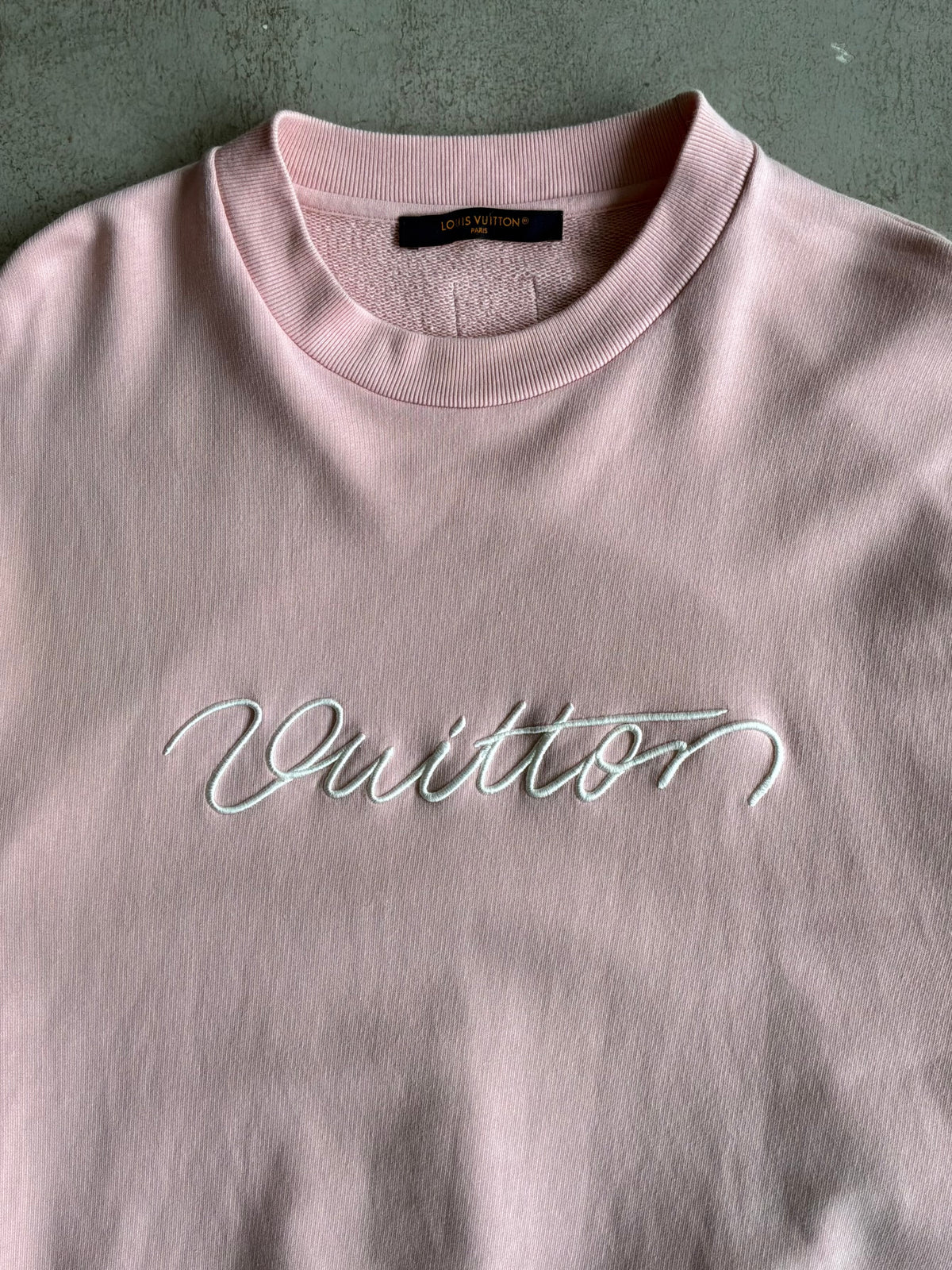 Louis Vuitton Embroidered Cursive Print Crewneck
