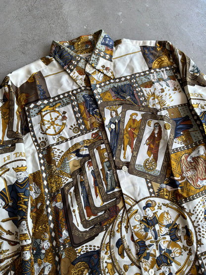 90s Hermes Tarof Motif Silk Shirt