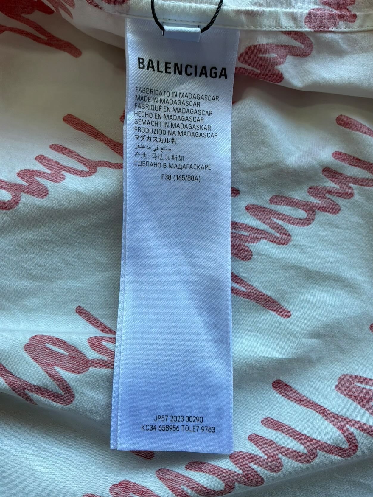 Balenciaga Lipstick Script All Over Print Shirt