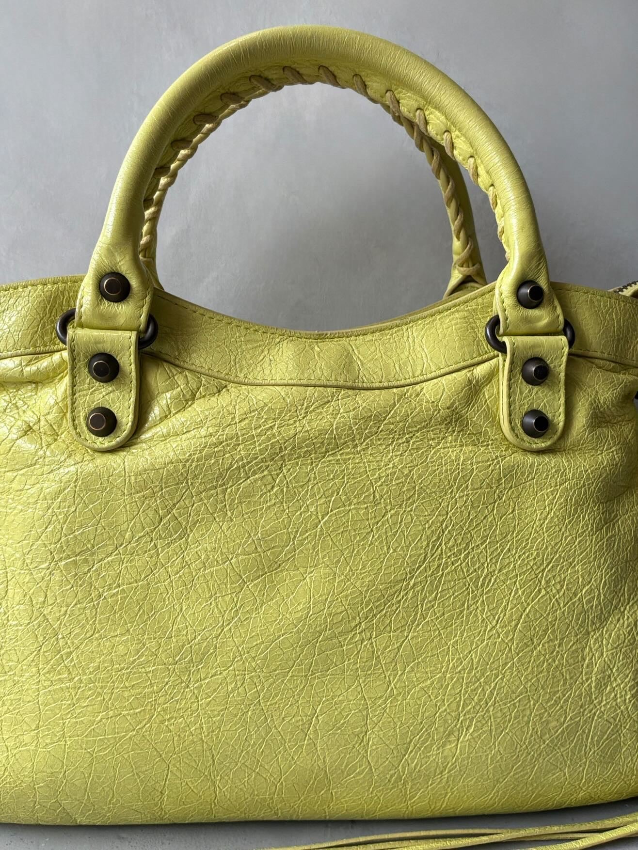 Balenciaga City ‘Town’  Lime Lambskin Bag
