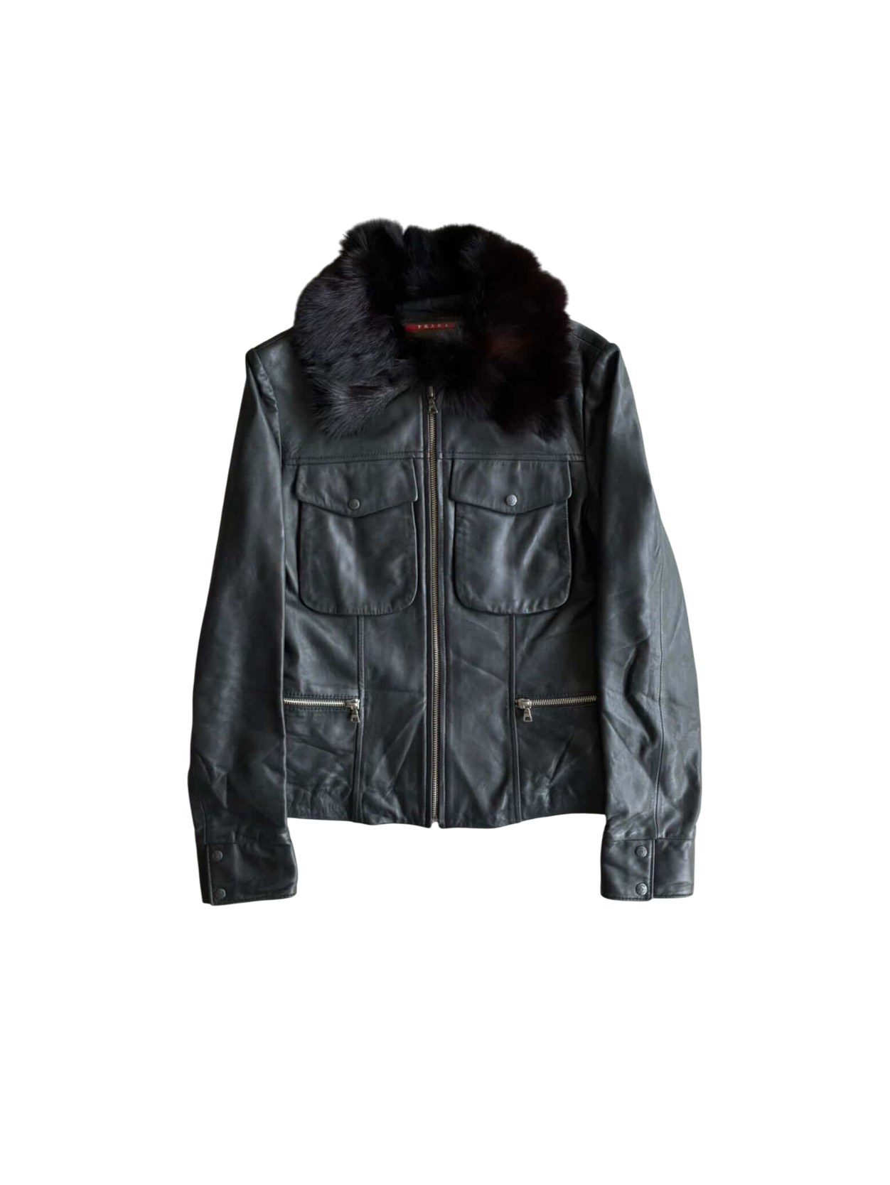 Prada Women’s Fur Trim Leather Jacket
