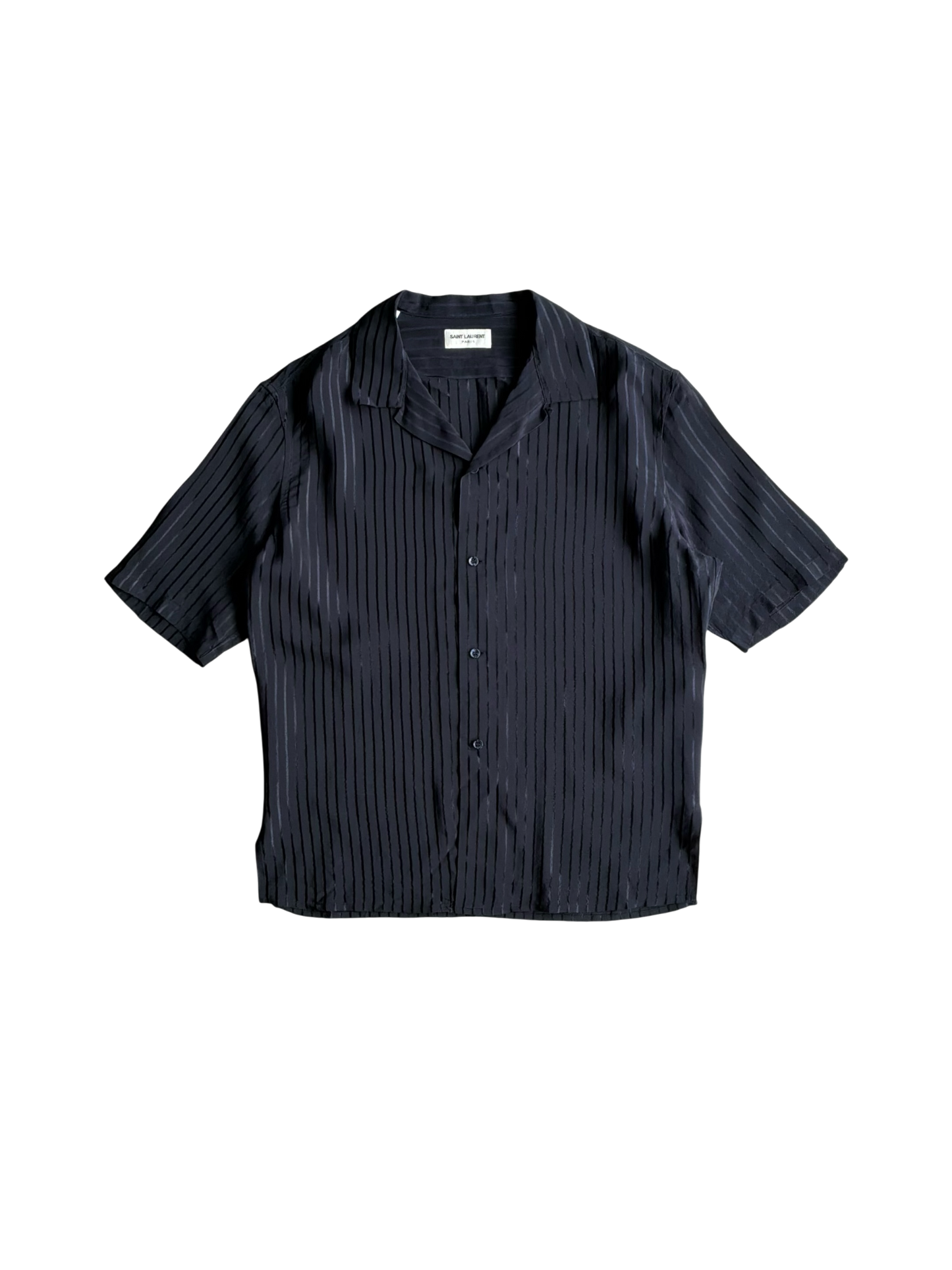 Saint Laurent Paris Vertical Script Silk Shirt