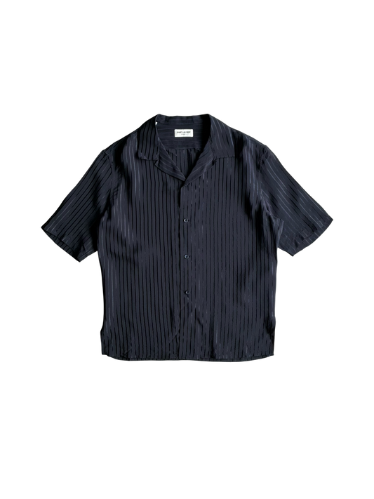 Saint Laurent Paris Vertical Script Silk Shirt