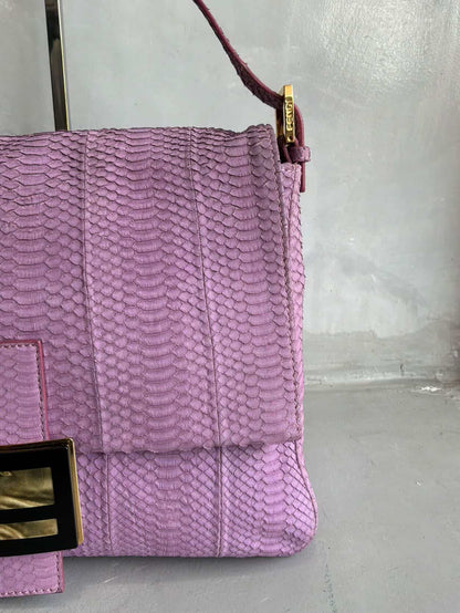 Fendi Python Leather Large Mamma Baguette Bag