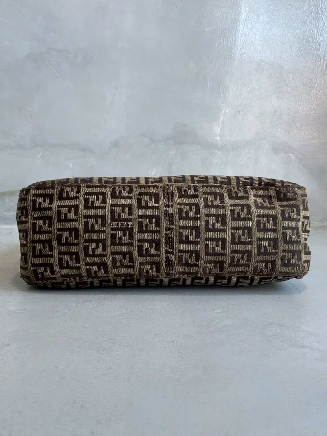 Fendi Zucchino Double Flap Baguette Bag