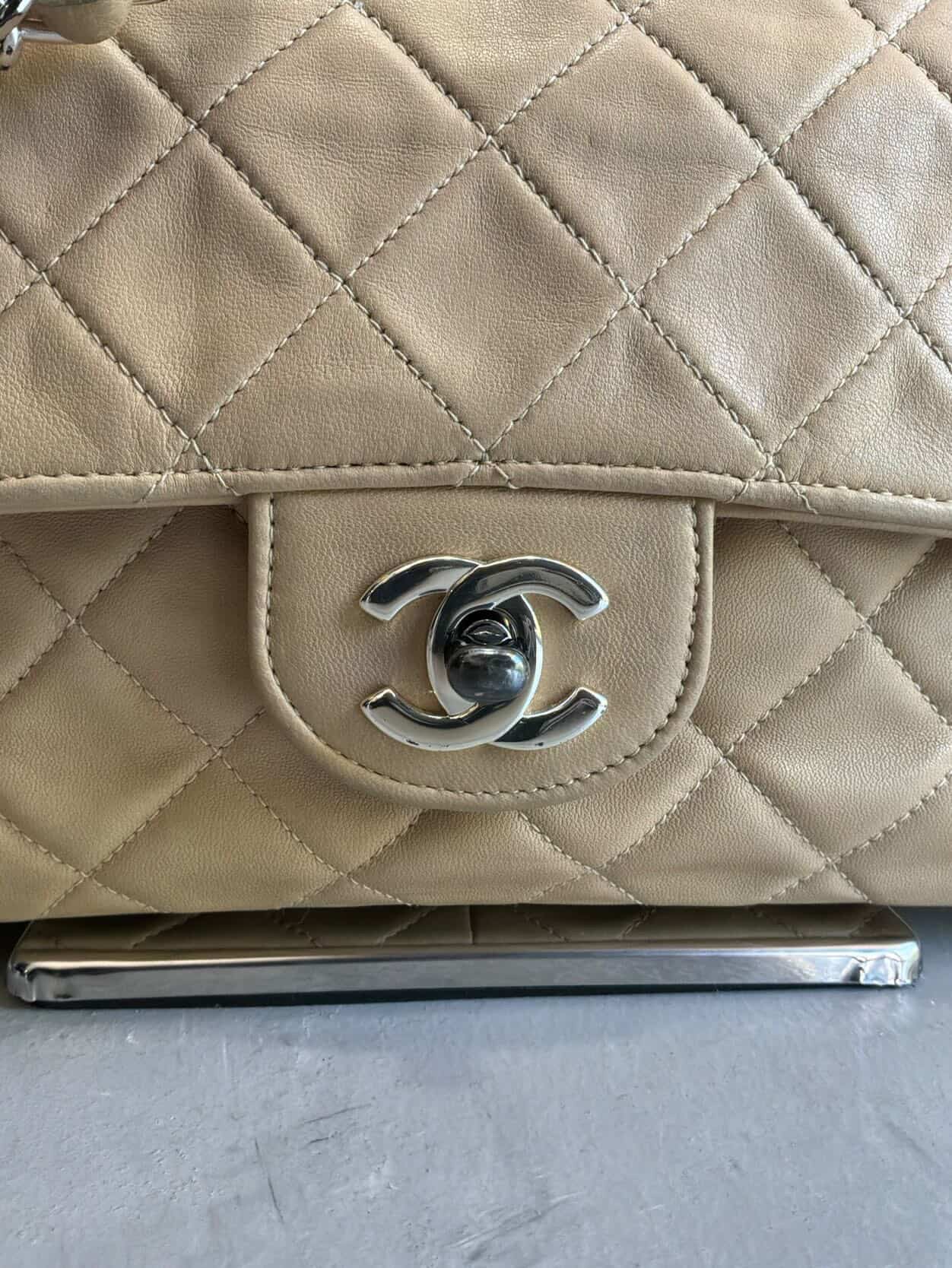 Chanel Classic Medium Single Flap Beige Crossbody Bag