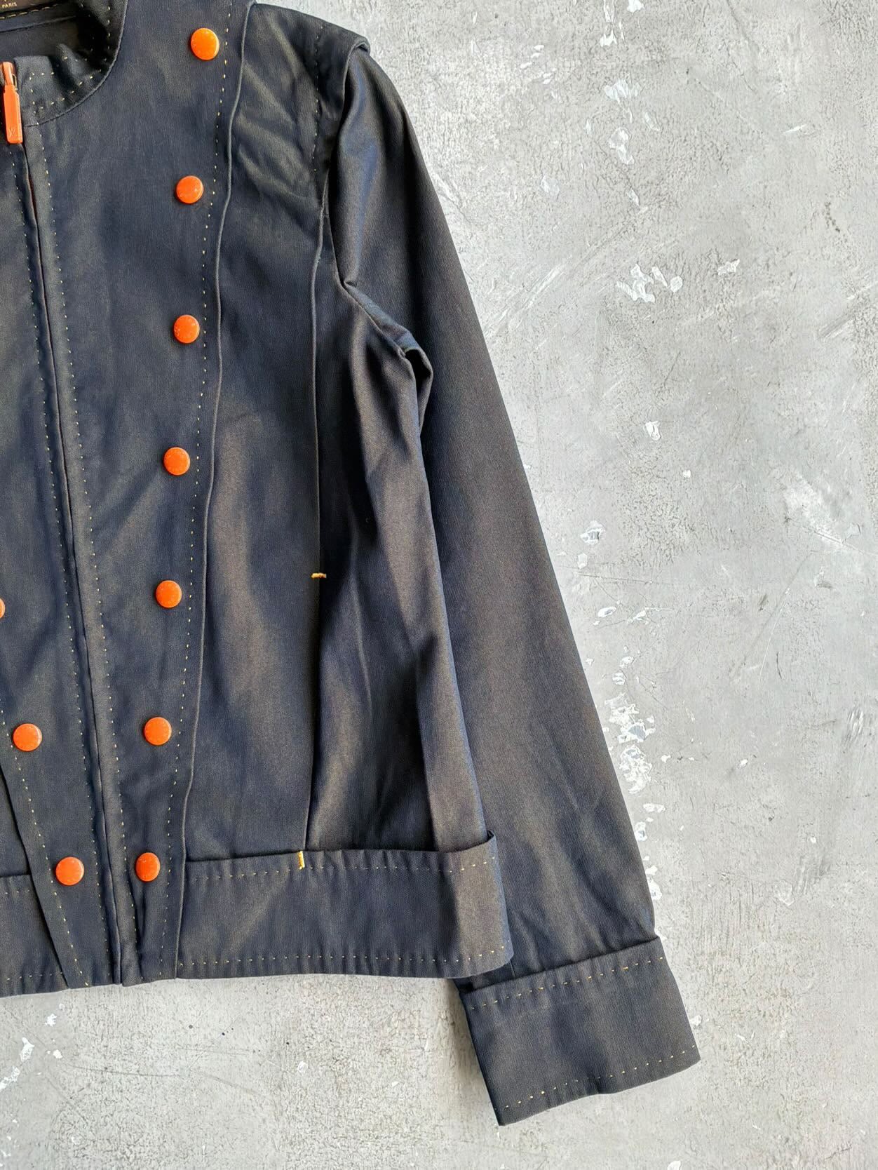 Womens Louis Vuitton Satin Orange Button Jacket