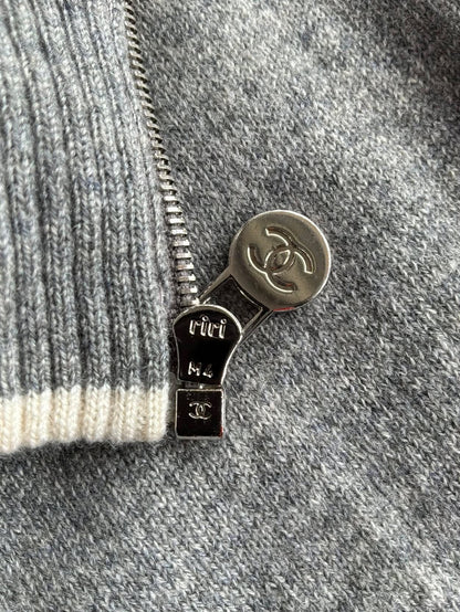Chanel Embroidered CC Cashmere Bomber Jacket