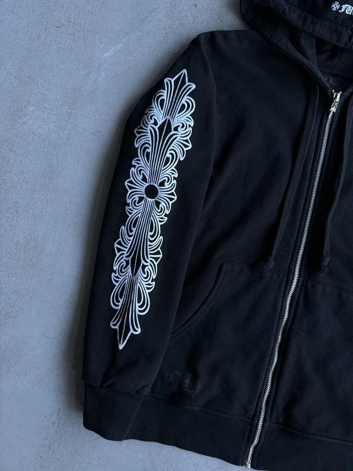 Chrome Hearts Floral Horseshoe Thermal Zip Hoodie