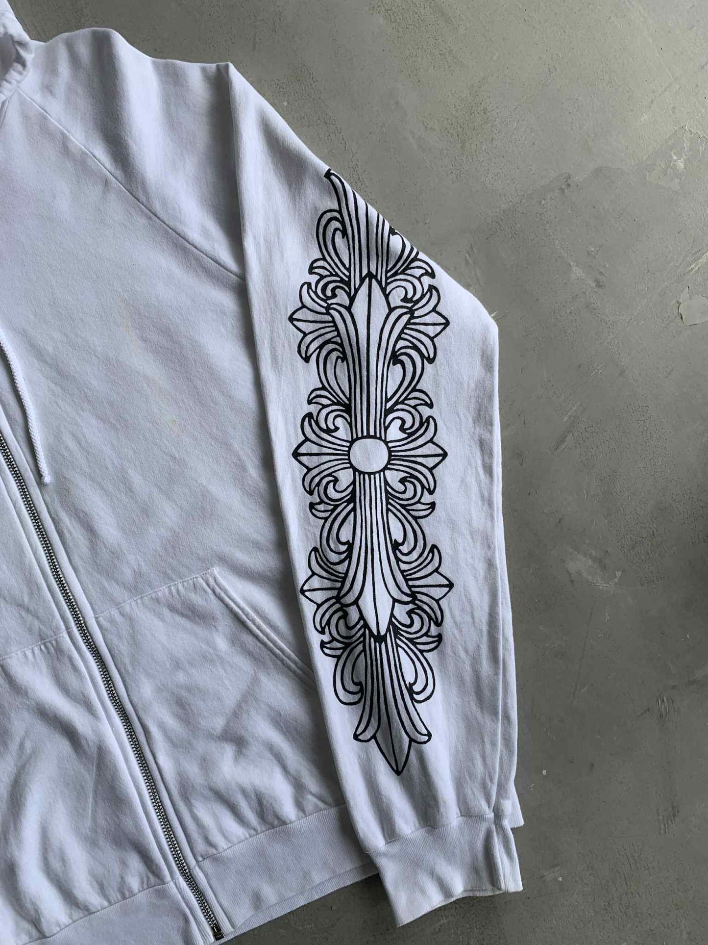 90’s Chrome Hearts Horseshoe Floral Zip Hoodie