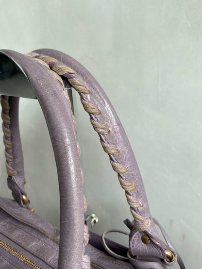 Balenciaga City ‘Part Time’ Purple Lambskin Shoulder Bag