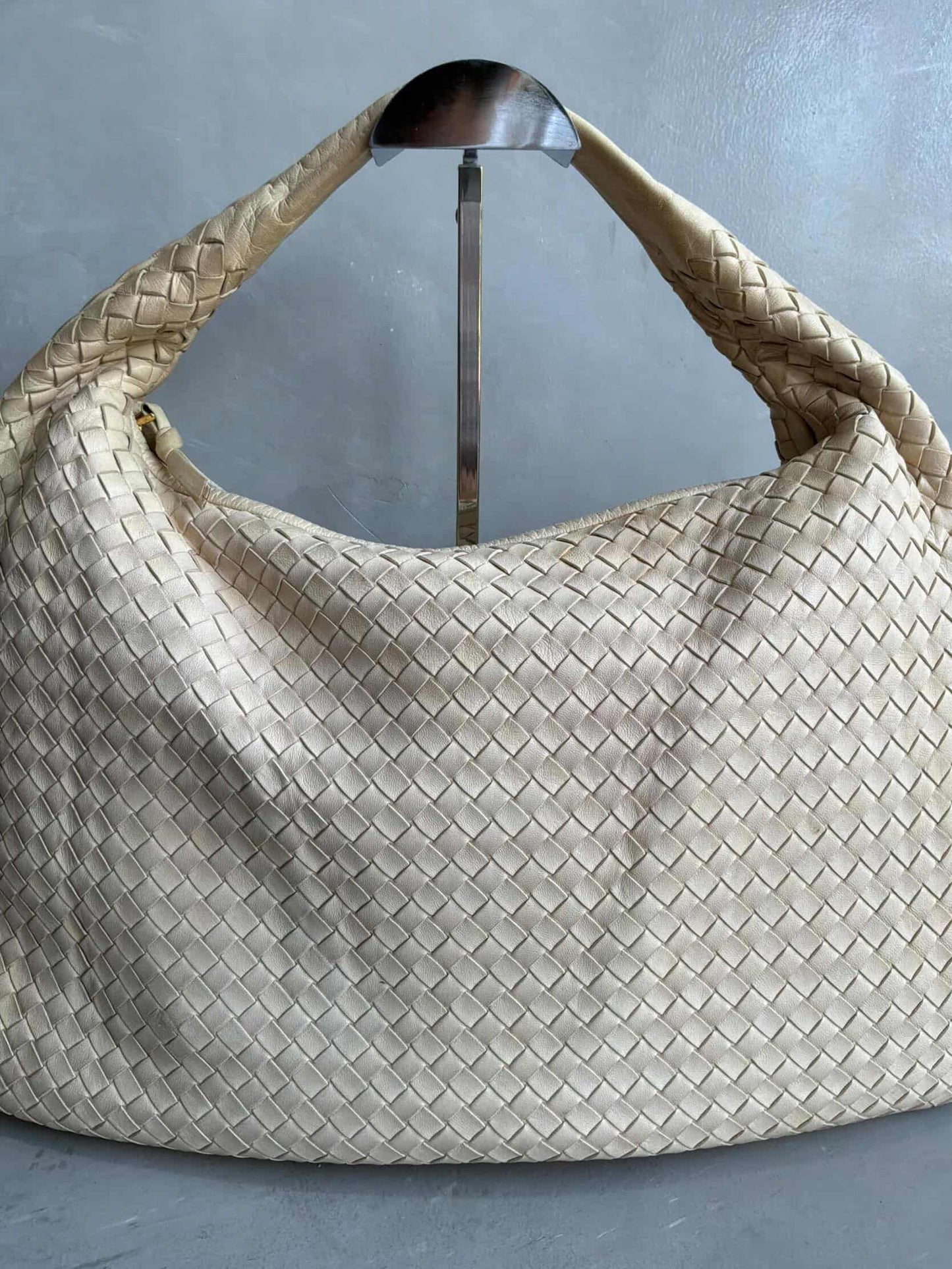Bottega Veneta Intrecciato Cream Hobo Bag