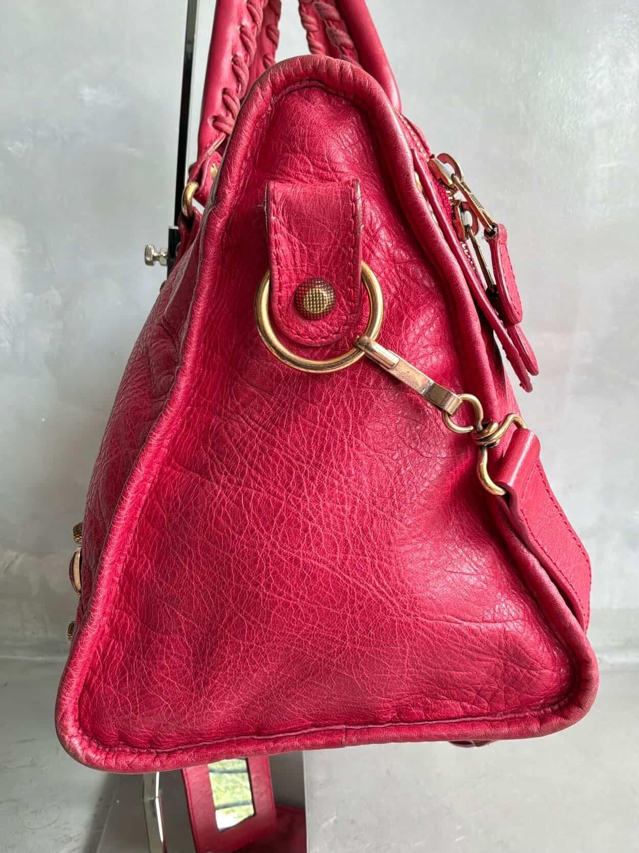 Balenciaga City ‘Part Time’ Red Lambskin Shoulder Bag