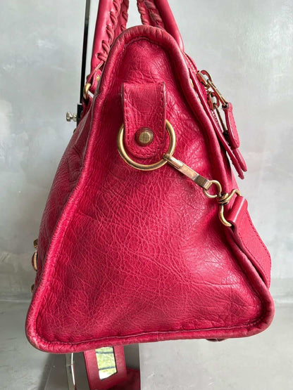 Balenciaga City ‘Part Time’ Red Lambskin Shoulder Bag