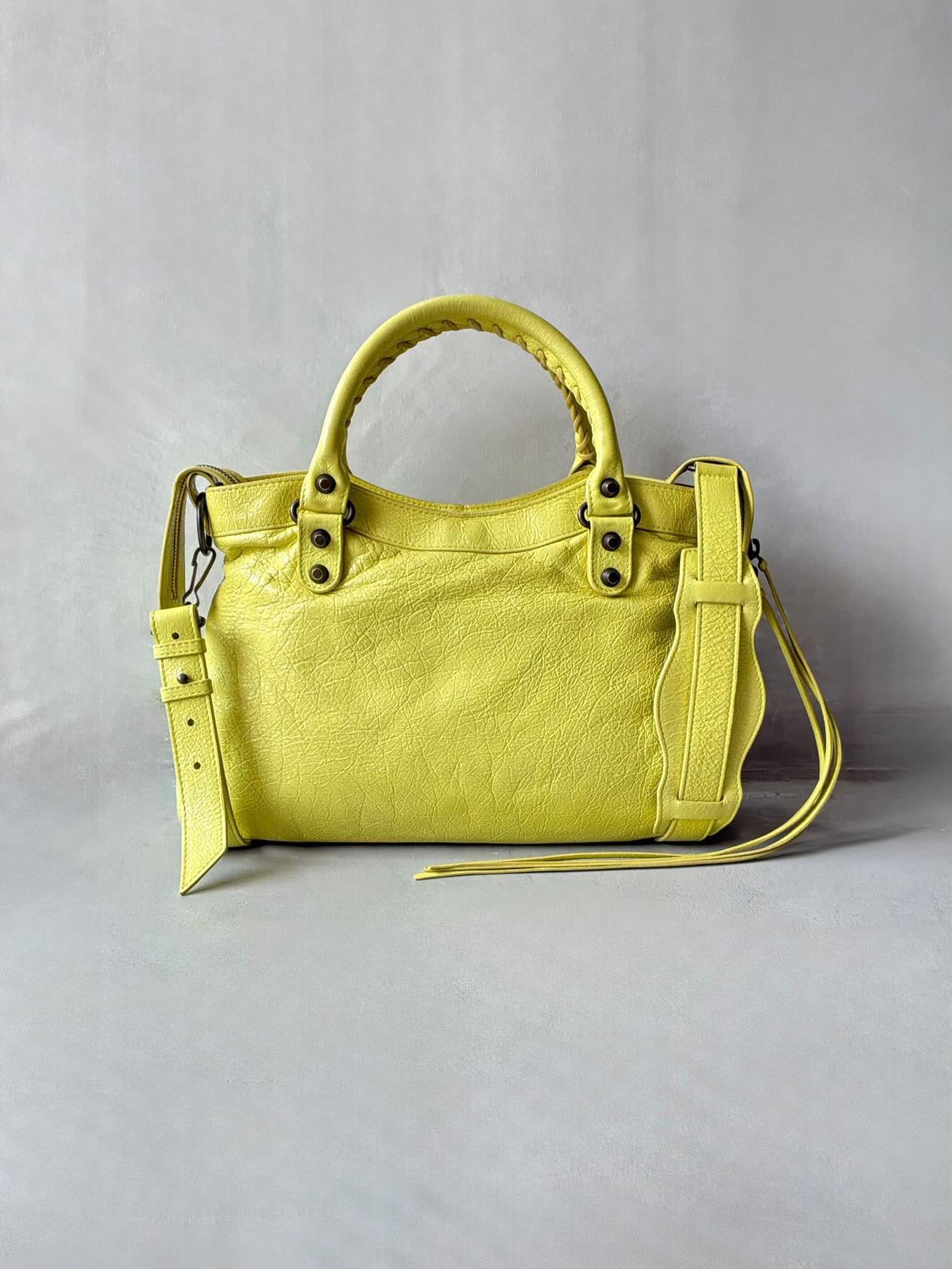 Balenciaga City ‘Town’  Lime Lambskin Bag