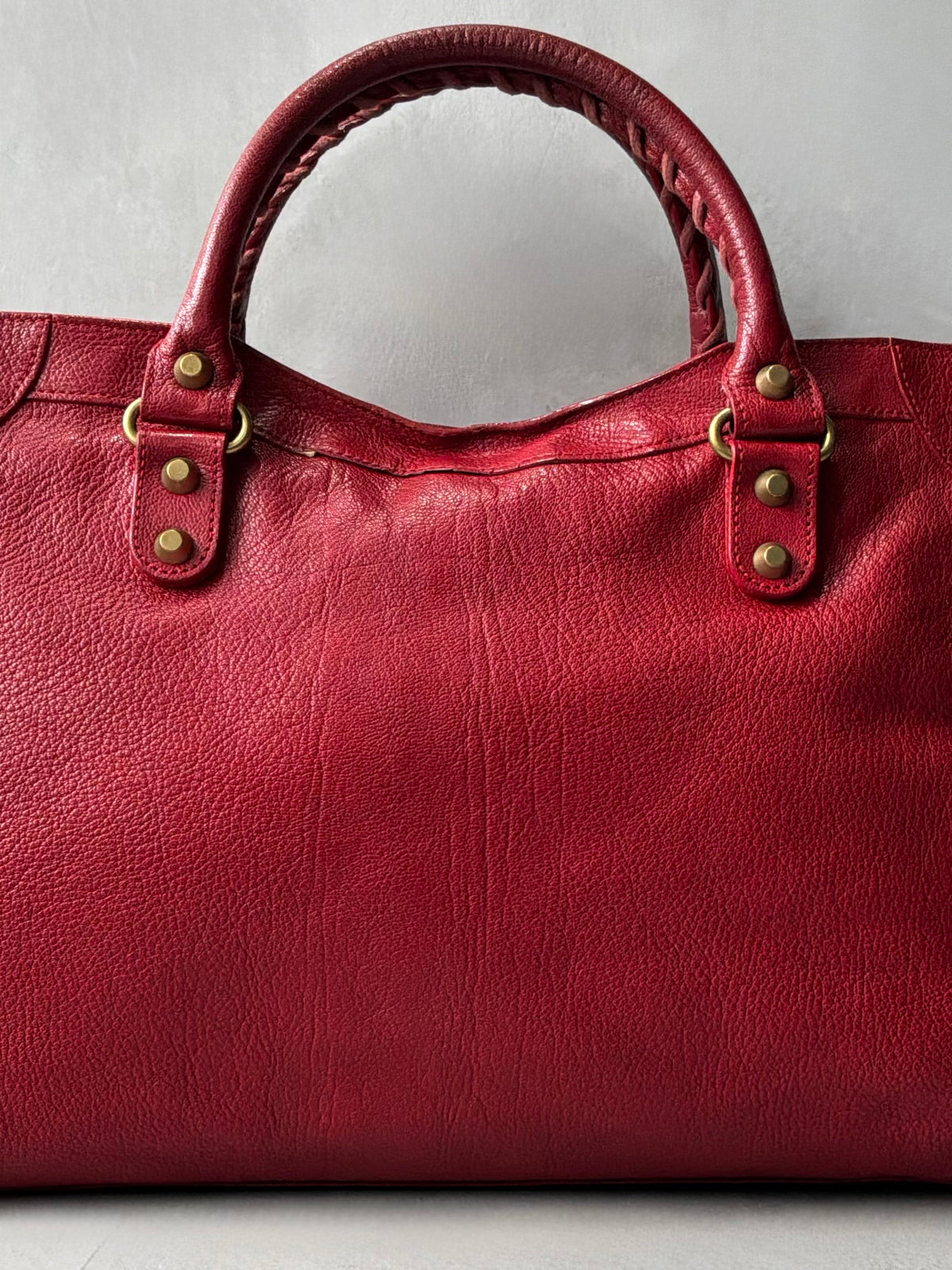 Balenciaga Classic City Red on Gold Lambskin Bag