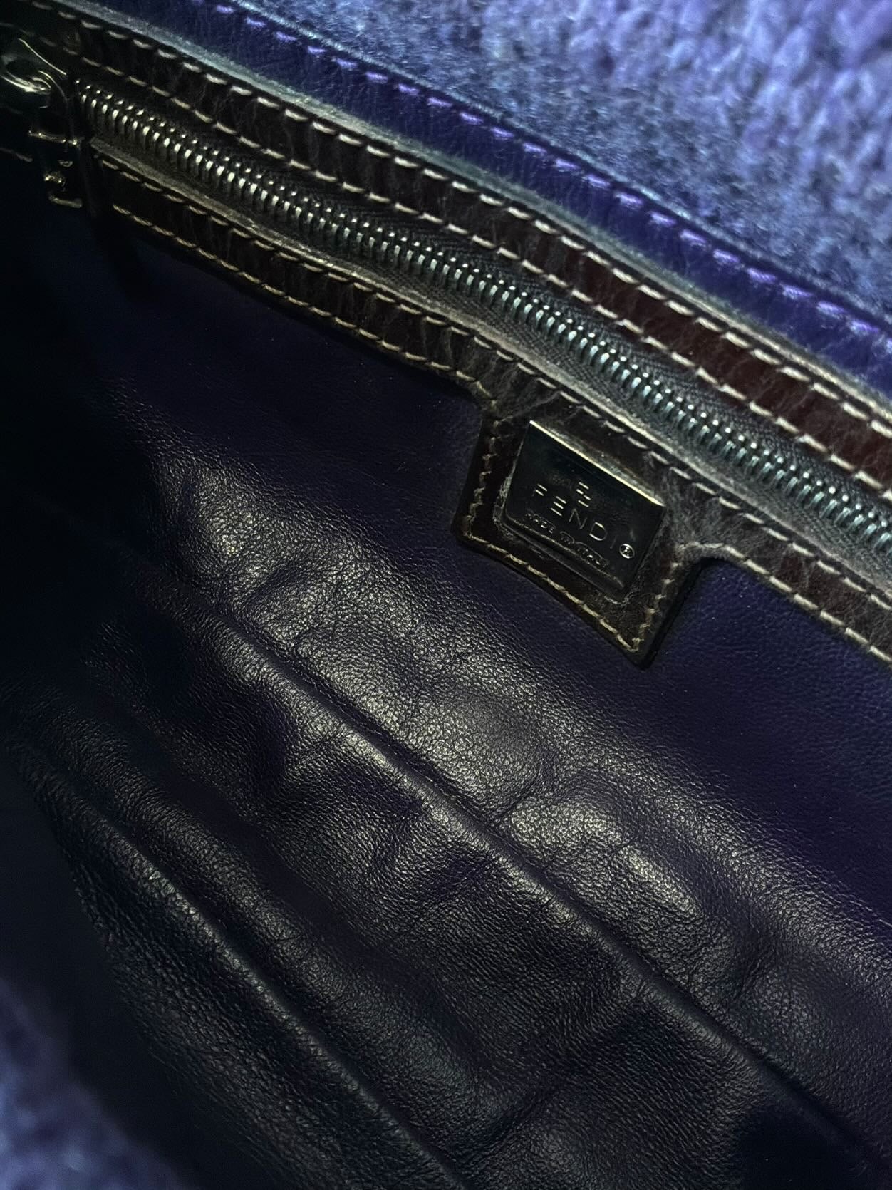 Fendi Wool Knit Wood Baguette Bag