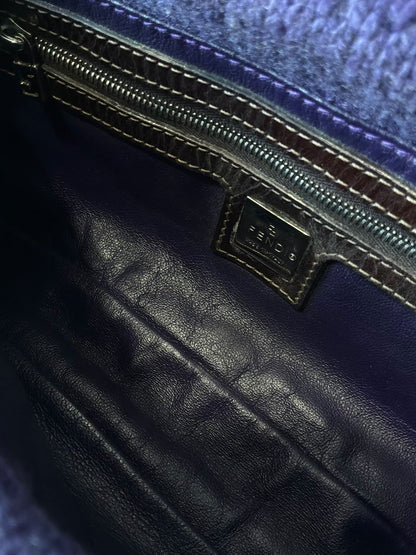 Fendi Wool Knit Wood Baguette Bag