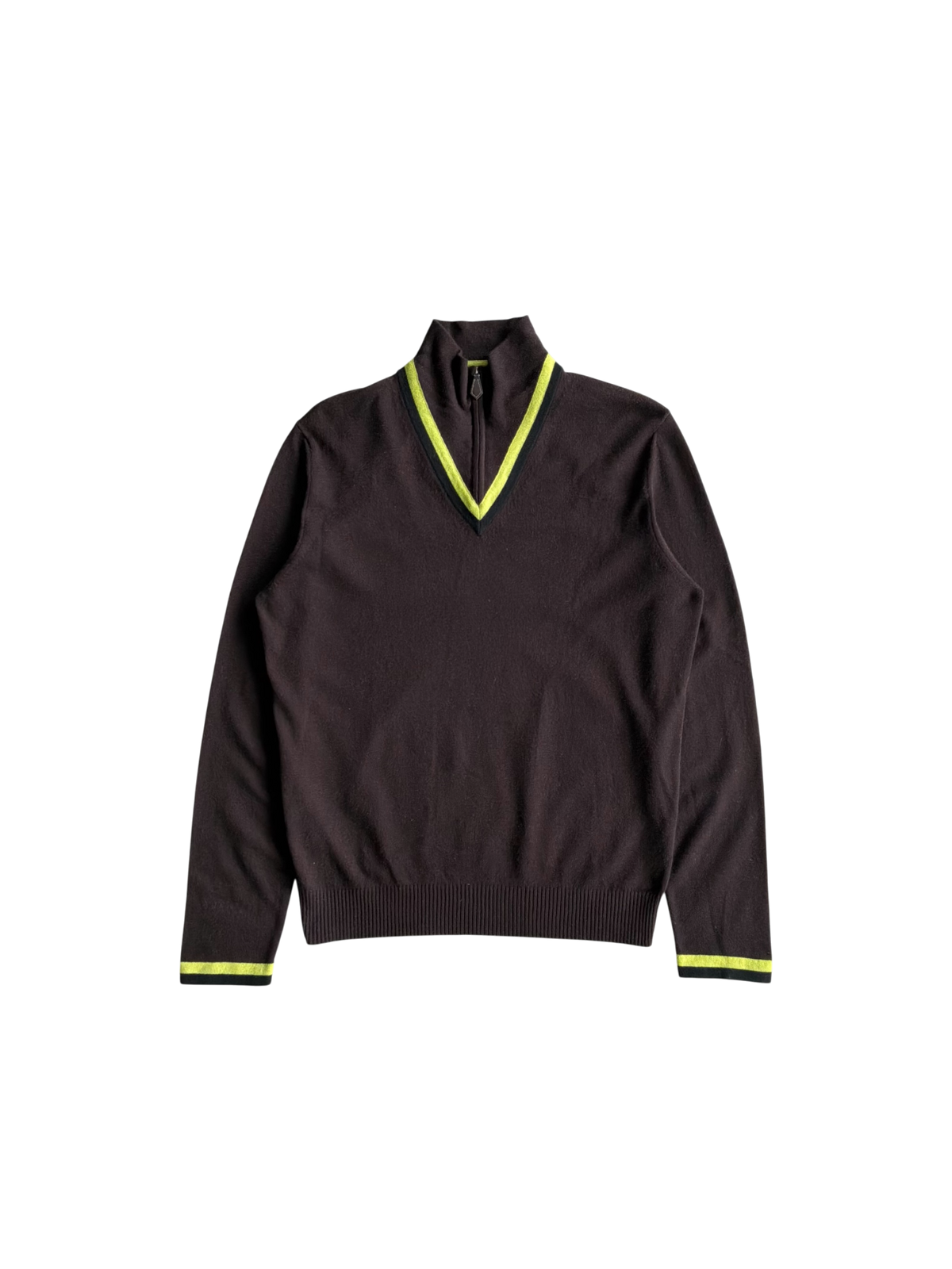 Hermes Brown Wool Quarter Zip Crewneck