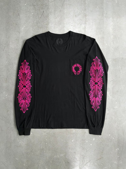 Chrome Hearts Pink Floral Horseshoe Longsleeves
