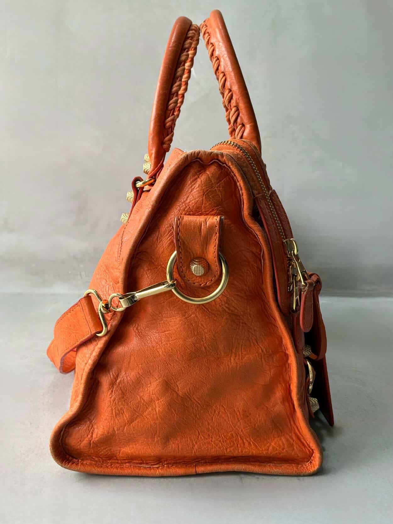 Balenciaga City Part Time Giant 12 Orange Lambskin Bag