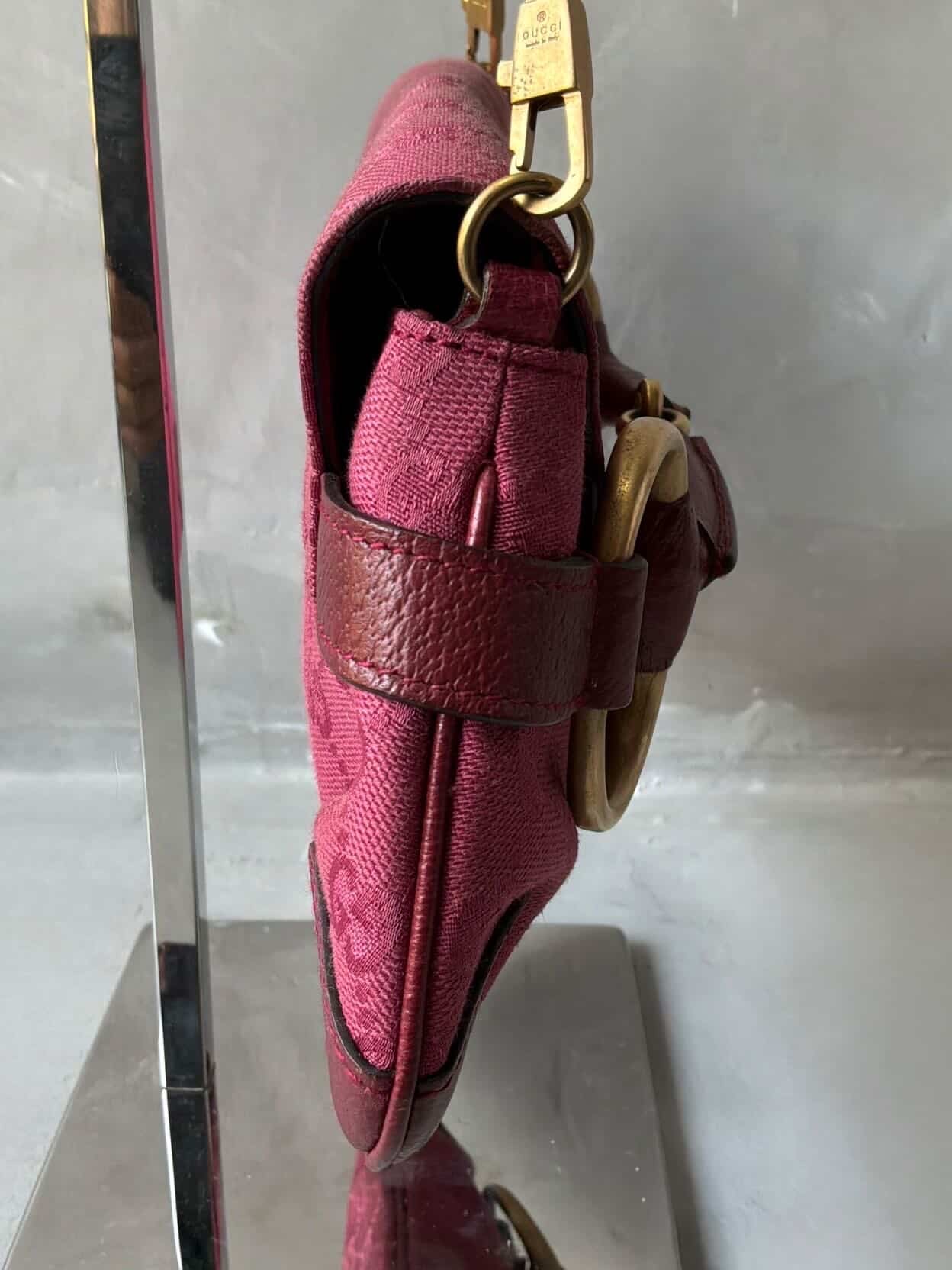 Gucci Pink Monogram Horsebit Chain Clutch/Shoulder Bag