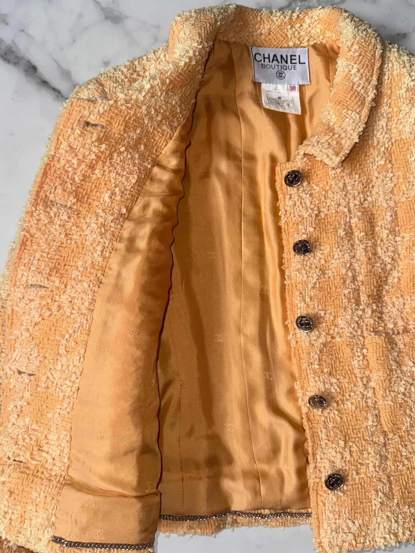 1996 Chanel Orange Tweed Blazer