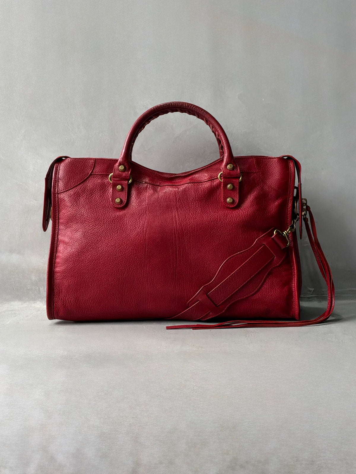 Balenciaga Classic City Red on Gold Lambskin Bag