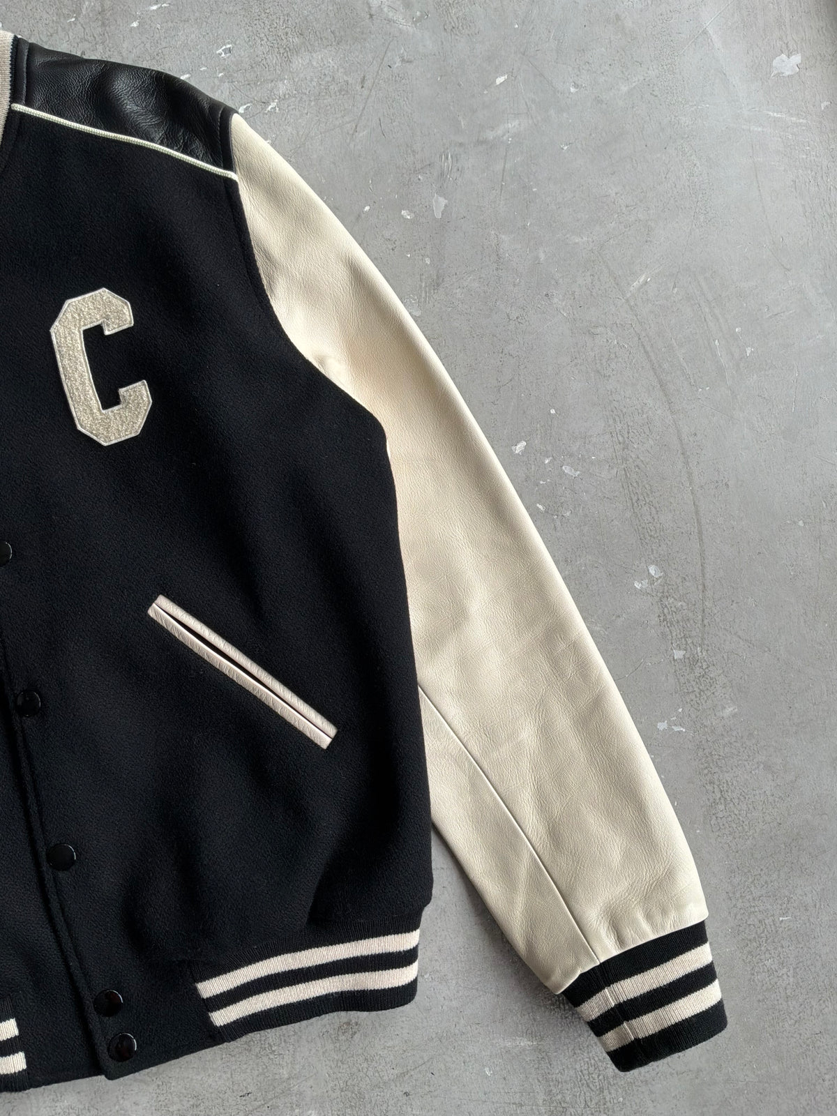 Celine C Logo Teddy Varsity Jacket