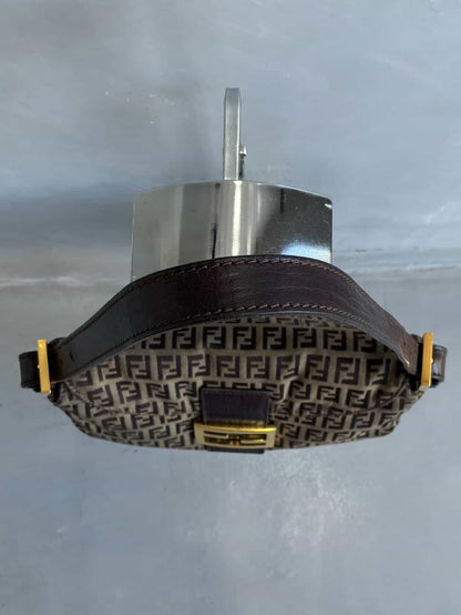 Fendi Zucchino Double Flap Baguette Bag
