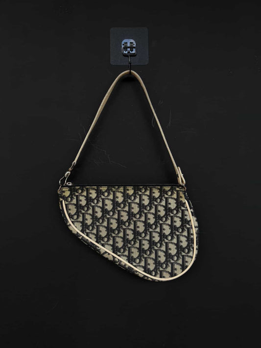 Dior Vintage B&W Monogram Saddle Bag