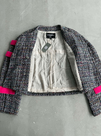 Chanel Multicolor Tweed Velcro Closure Jacket