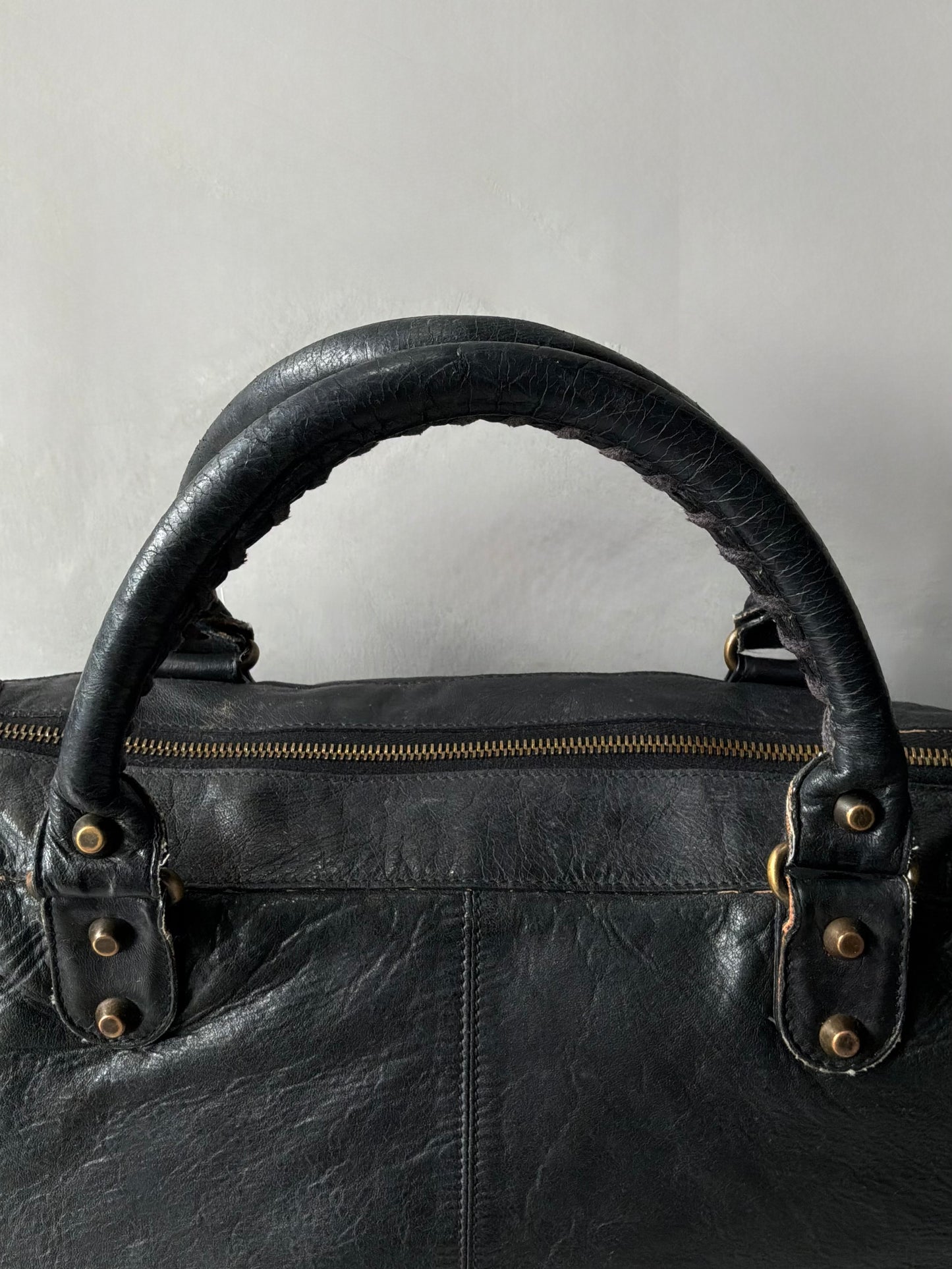 Balenciaga Work Black on Brass Lambskin Bag