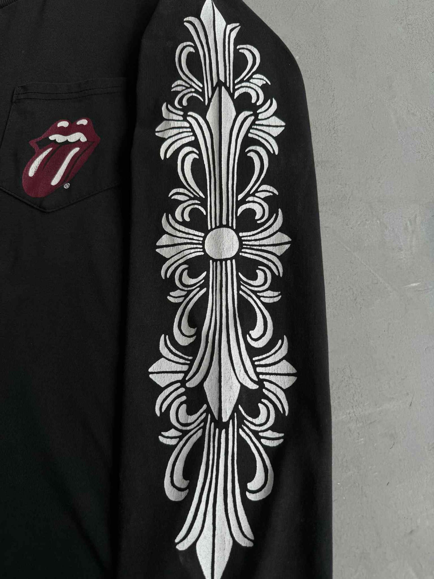 Chrome Hearts Rolling Stone Floral Horseshoe Longsleeve Shirt