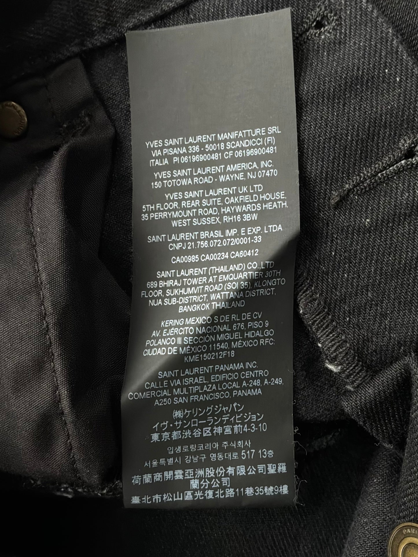 Saint Laurent Paris Black Denim Pants
