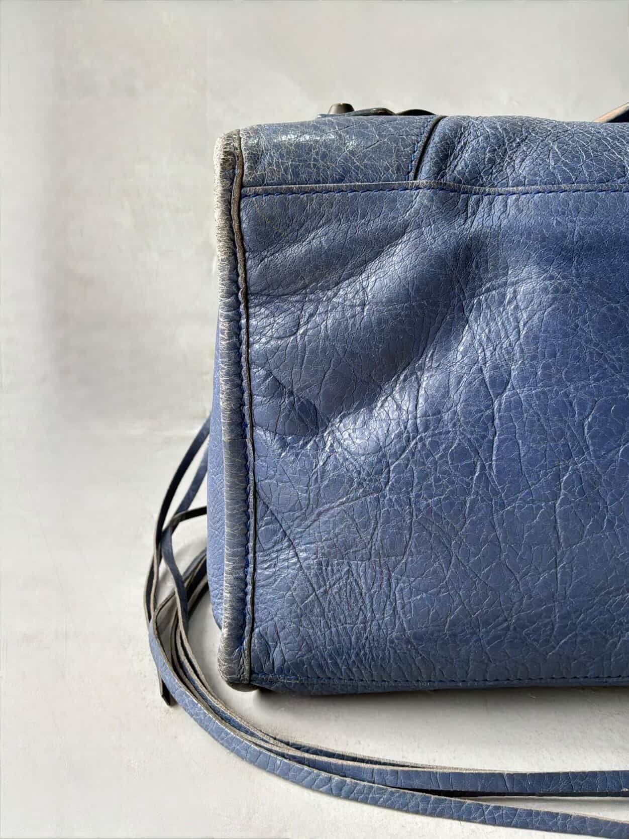 Balenciaga City Part Time Navy Lambskin Bag