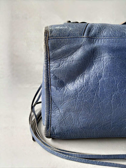 Balenciaga City Part Time Navy Lambskin Bag