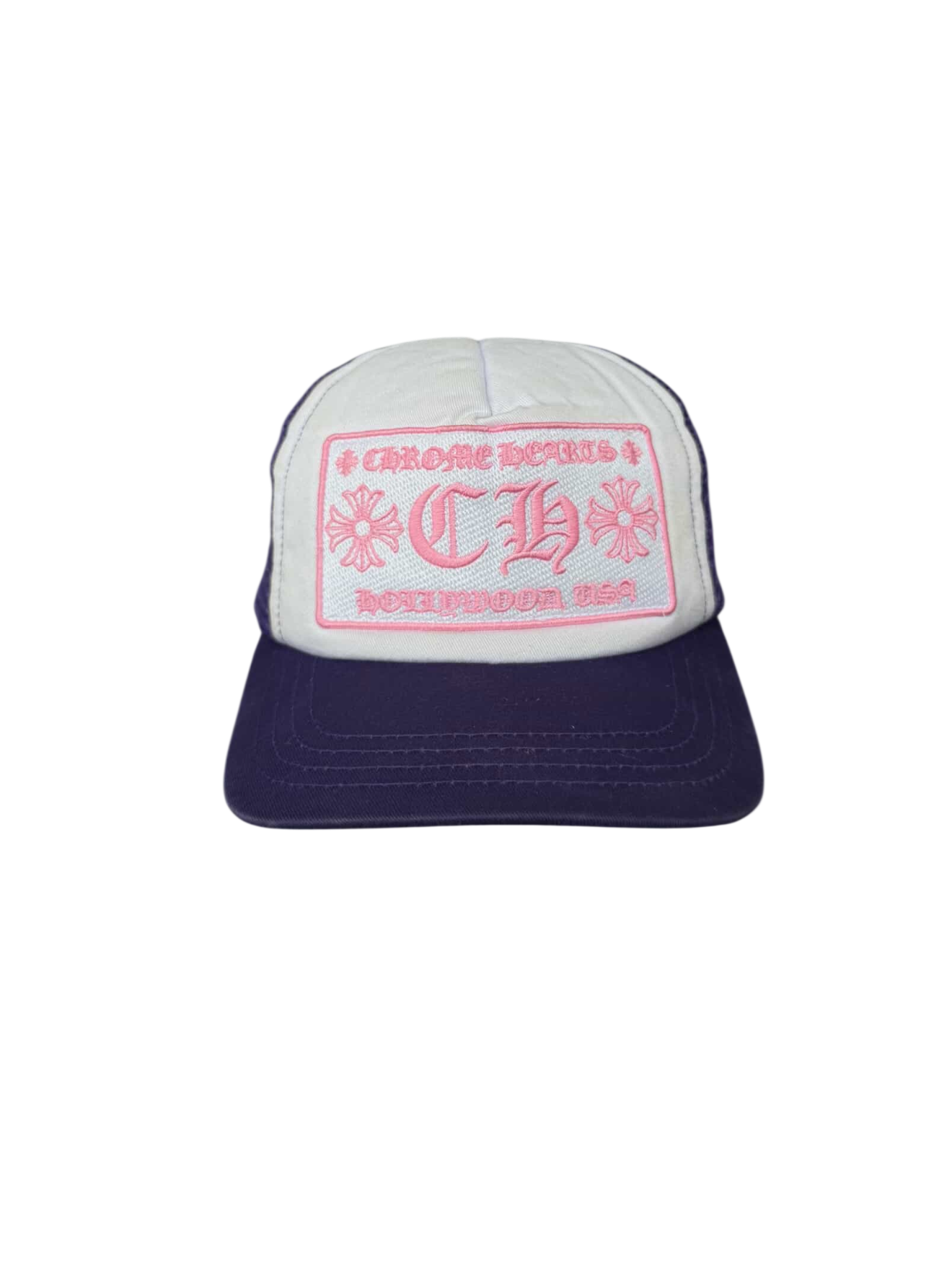 Chrome Hearts Hollywood Pink on Purple Trucker Hat