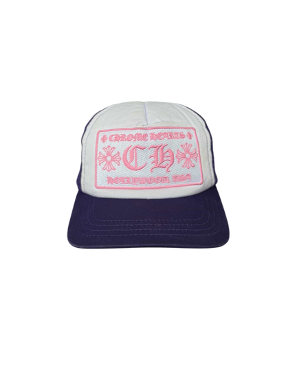 Chrome Hearts Hollywood Pink on Purple Trucker Hat