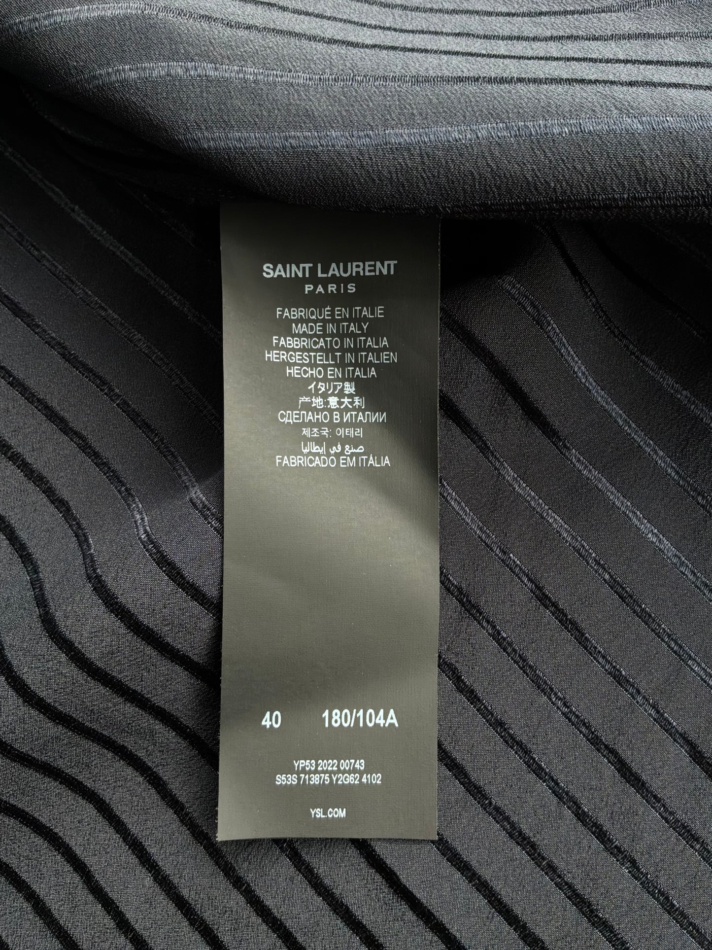 Saint Laurent Paris Vertical Script Silk Shirt