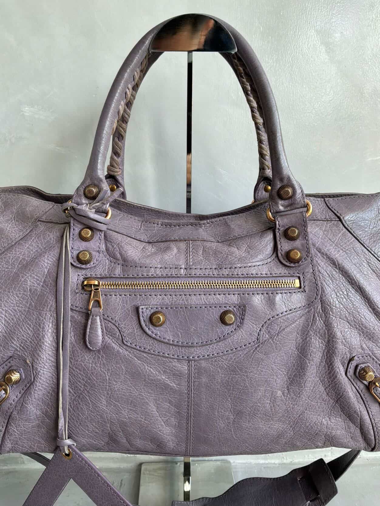 Balenciaga City ‘Part Time’ Purple Lambskin Shoulder Bag