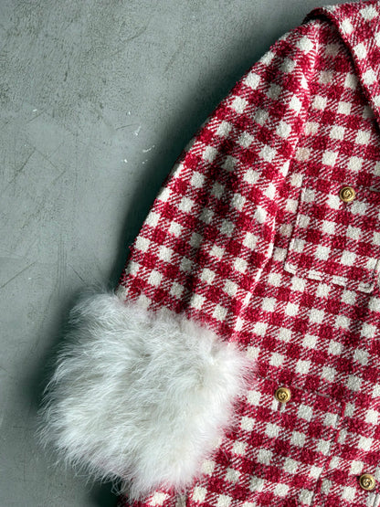 Gucci Red Tweed With Fur Sleeves Jacket
