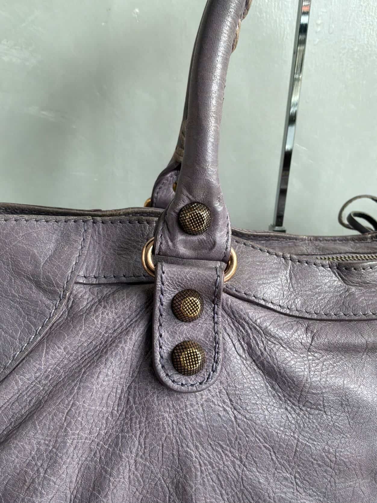 Balenciaga City ‘Part Time’ Purple Lambskin Shoulder Bag