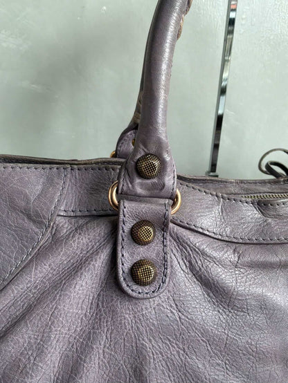 Balenciaga City ‘Part Time’ Purple Lambskin Shoulder Bag