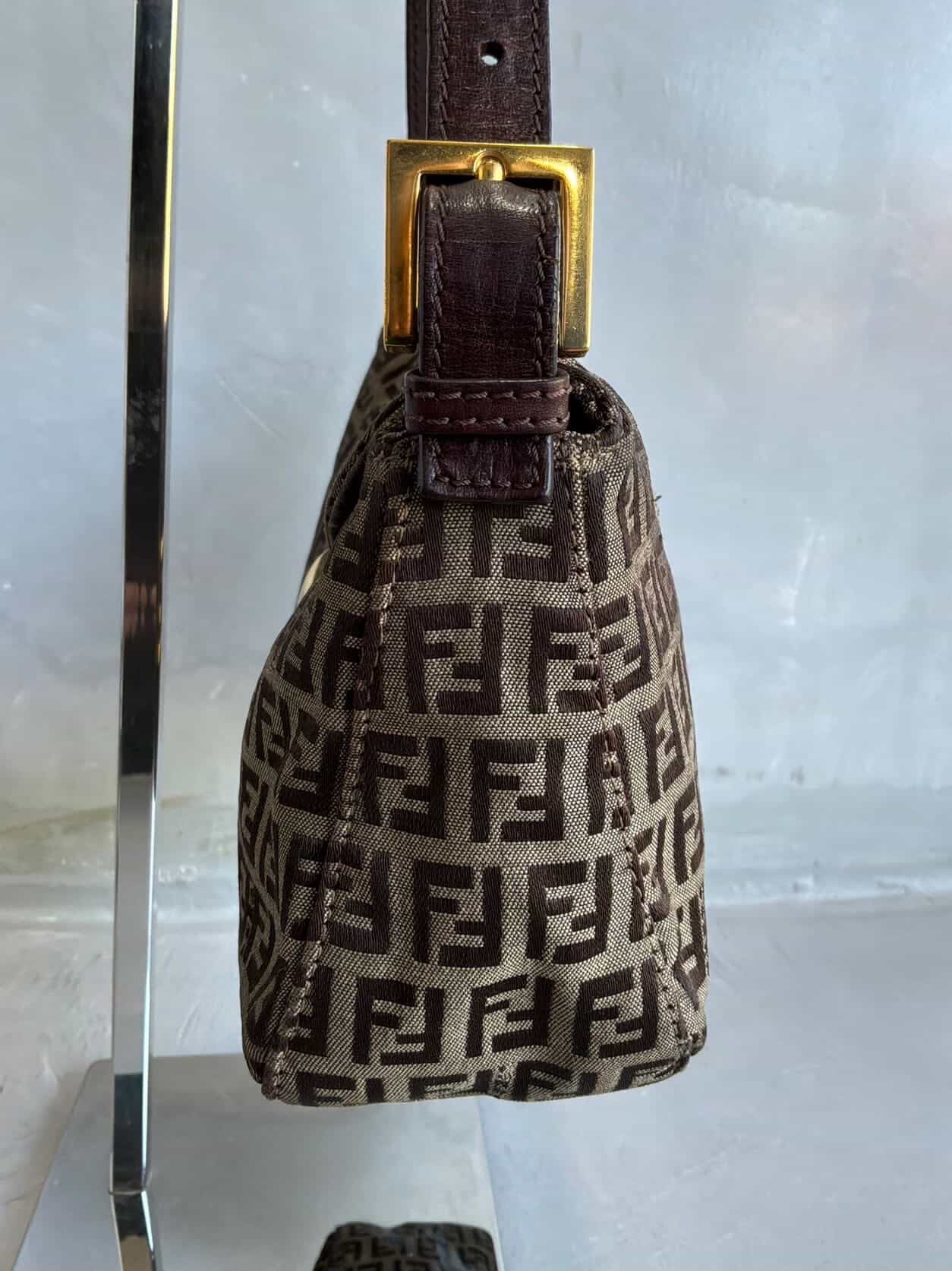 Fendi Zucchino Double Flap Baguette Bag