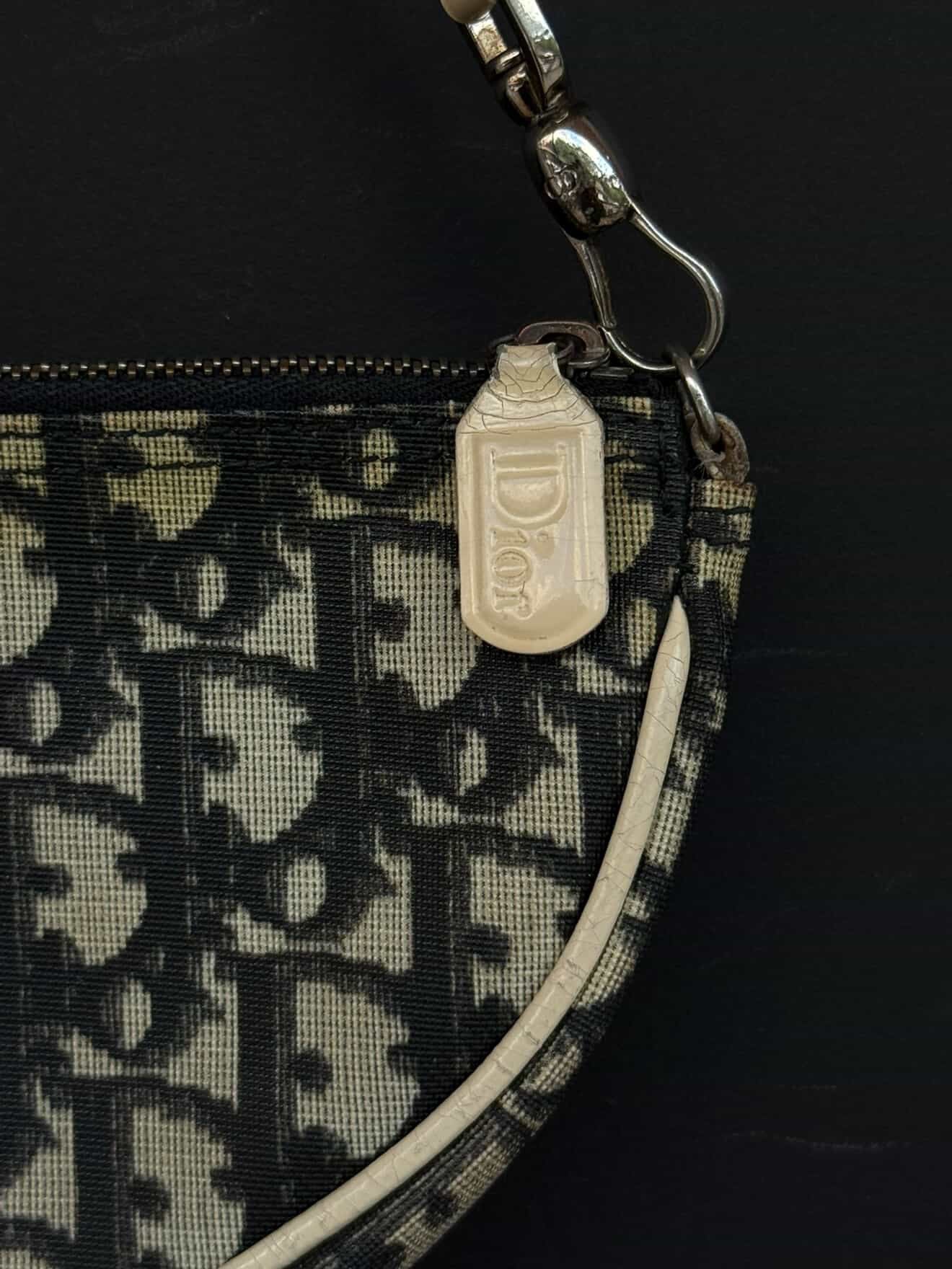 Dior Vintage B&W Monogram Saddle Bag