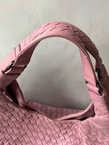 Bottega Veneta Pink Campana Intrecciato Hobo Bag